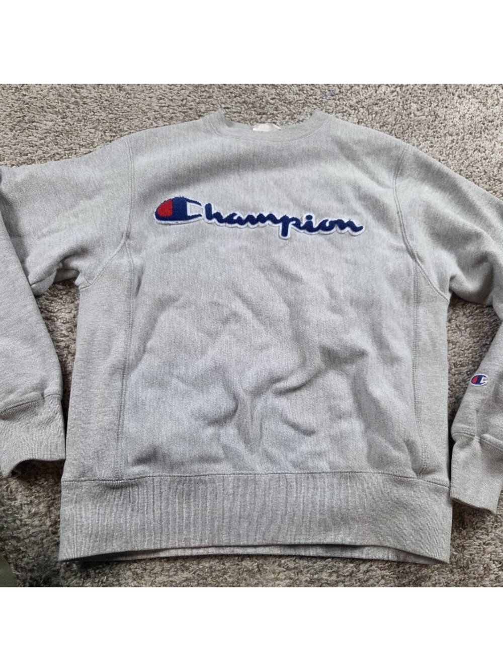 Champion Reverse Weave Sweatshirt Adult Small Gray Pullover Fleece Embroidered